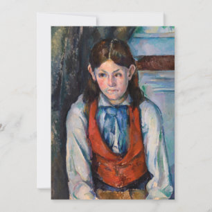 Convite Paul Cezanne - Menino com Colete Vermelho