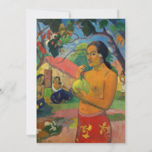 Convite Paul Gauguin - Mulher segurando uma fruta