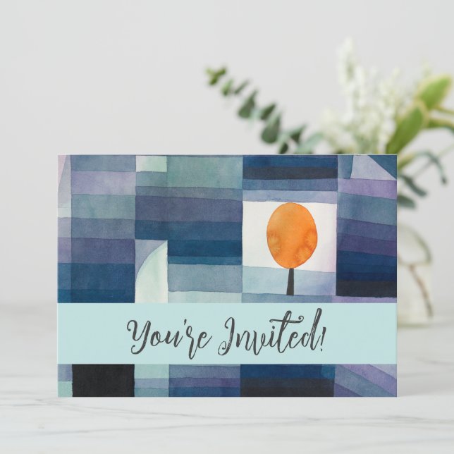 Convite Paul Klee Abstrato Tree Blue Painting (Em pé/Frente)