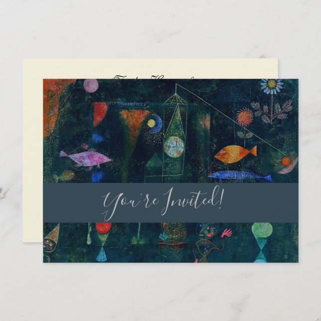 Convite Paul Klee Fish Magic Abstrato Pintura Gráfica (Frente/Verso)