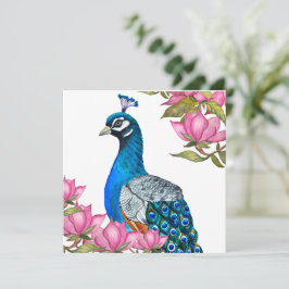 Convite Pavão de Aquarela