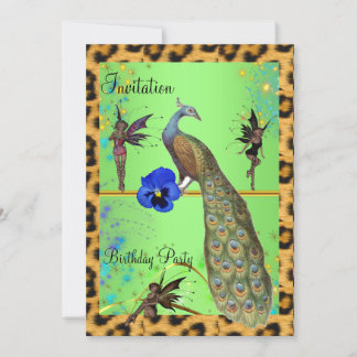 Convite Pavão Elegante e Fadas