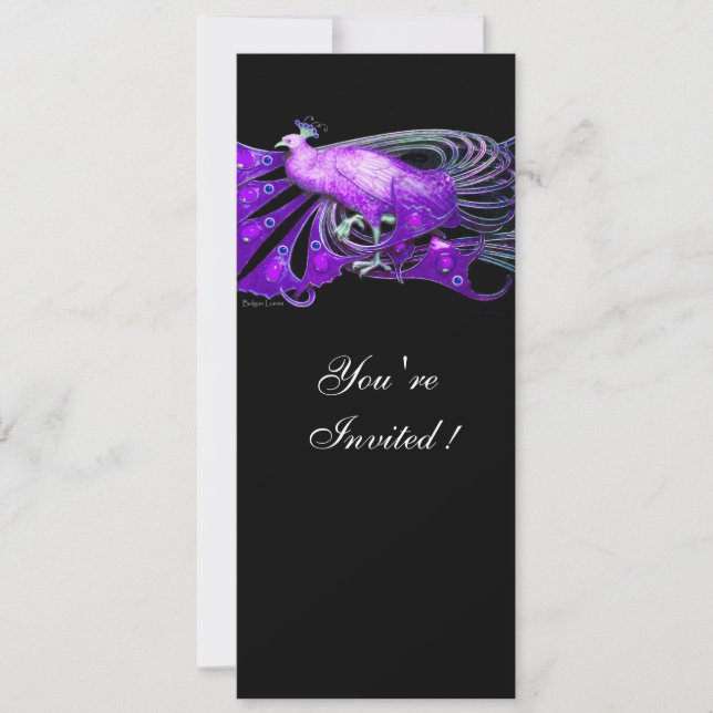 CONVITE PAVÃO ELEGANTE EM ROXO E PRETO (Frente)