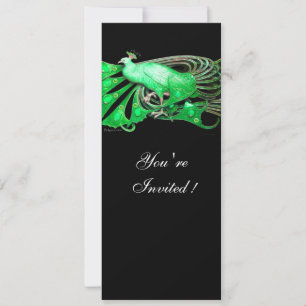 CONVITE PAVÃO ELEGANTE EM VERDE E PRETO