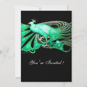 CONVITE PAVÃO ELEGANTE EM VERDE E PRETO