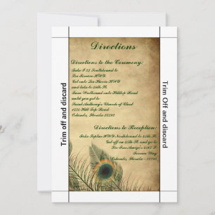 Convite pavão Gre do vintage de 3,5 x 7 sentidos