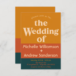 Convite Pavão Laranja Moderno Retrô 3.5x5