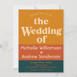 Convite Pavão Laranja Moderno Retro 5x7