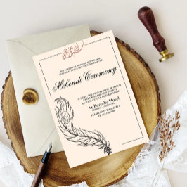 Convite pavão-pavão árabe ilustrado