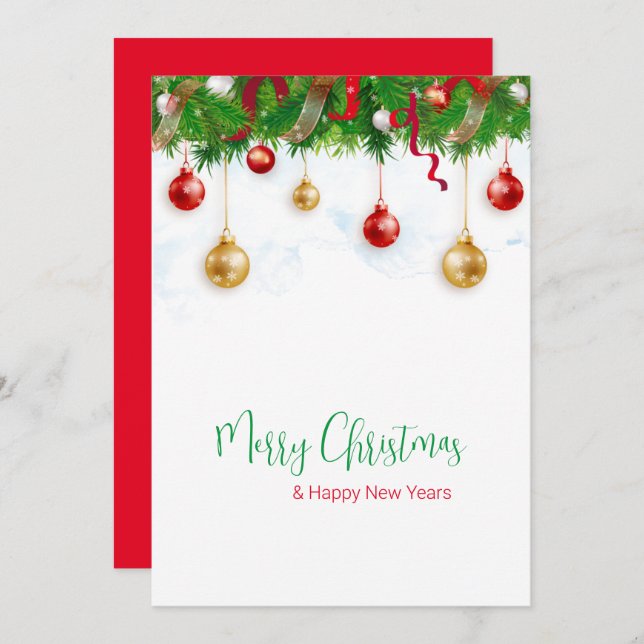 Convite Pavimento de Fúria de Natal Elegante com ornamento (Frente/Verso)