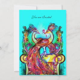 Convite PAVÕES APAIXONADOS Casamento Azul Teal Verde Água 