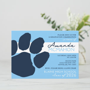 Convite Pawprint Elegante do Marinho e Azul Bebê (Volta da
