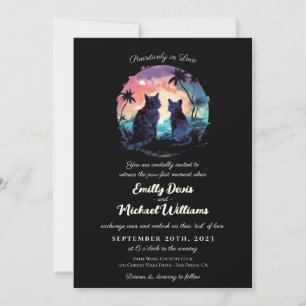Convite Pawsitively no amor Casamento Romântico Negro suns