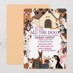 Convite Pawty Para Um Cachorro De Quirky Vamos Paw