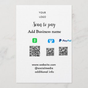 Convite Paypal Cashapp venmo scanear para pagar QR adicion