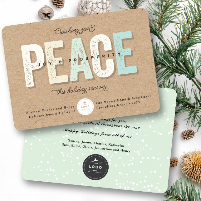 Convite Paz, Alegria E Prosperidade (Peace, Joy And Prosperity Bold & Grunge Typography Business Holiday Greeting Card @ fat_fa_tin)