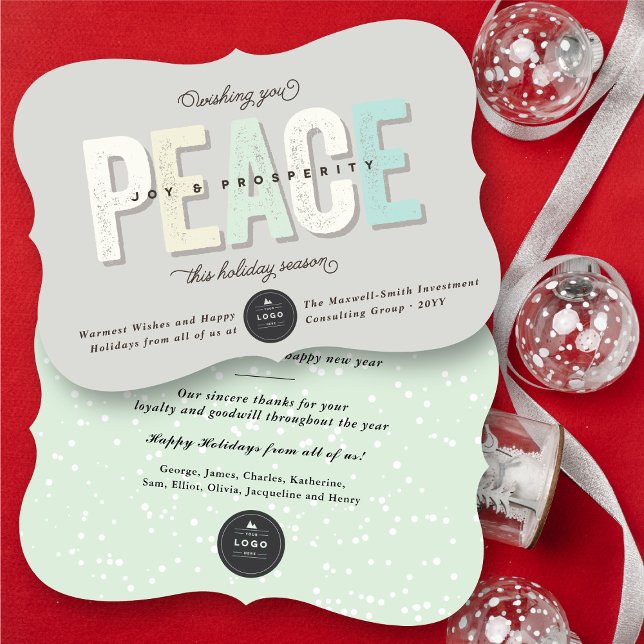 Convite Paz, Alegria E Prosperidade (Peace, Joy And Prosperity Bold & Grunge Typography Business Holiday Greeting Card @ fat_fa_tin)