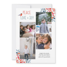 Paz, amor, alegria, Natal quatro cartas de colagem