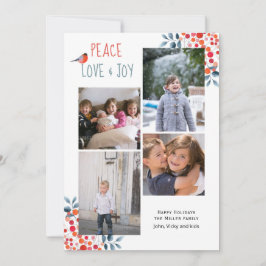 Convite Paz, amor, alegria, Natal quatro cartas de colagem