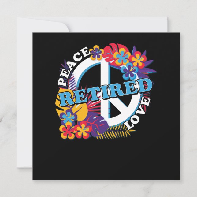 Convite Paz Amor Aposentado Aposentadoria Vovô Hippie Gift (Frente)