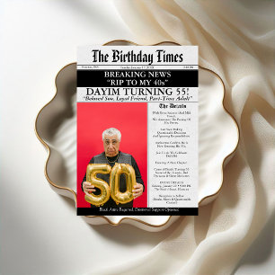 Convite Paz aos meus 40 anos Jornal engraçado de 55 anos d