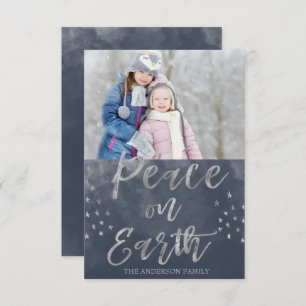 Convite Paz na foto azul e de prata da terra da aguarela