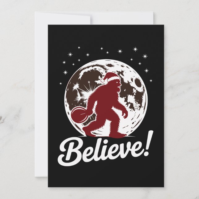 Convite Pé Grande Acredite Natal Chapéu do Papai Noel Lua  (Frente)