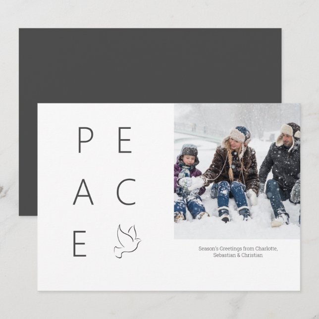 Convite Peace Dove Personalizou Foto Simples Natal (Frente/Verso)