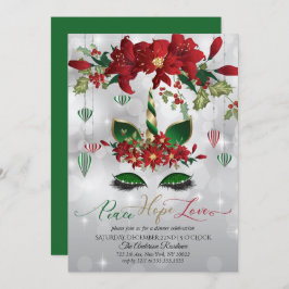 Convite Peace Hope Love Holiday Celebration Unicorn