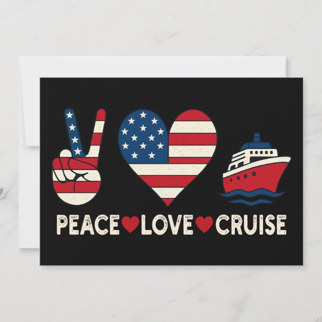 Convite Peace Love Cruise USA Vacance Vibes (Frente)