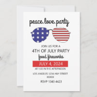 Peace Love Party Happy 4 de julho