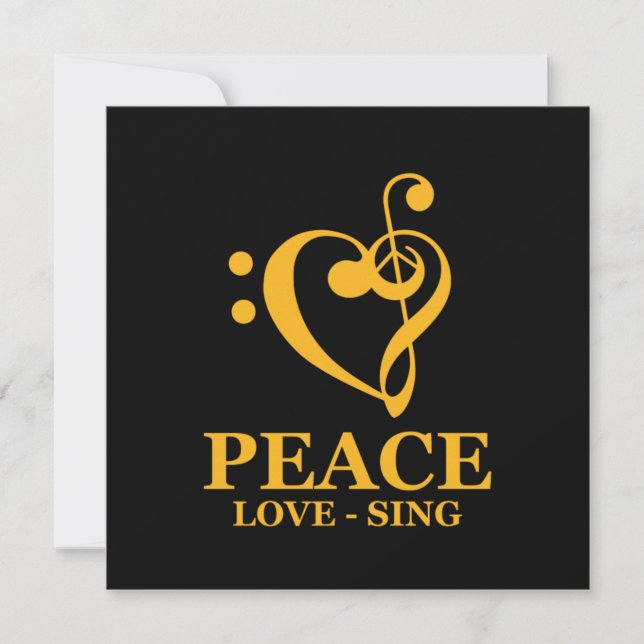 Convite Peace Love Sing Choir Chorus Choral Music Clef Gif (Frente)
