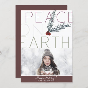 Convite PEACE ON EARTH Modern Clean Minimay Photo