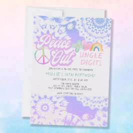 Convite Peace Out Groovy Tie Dye 10ª Festa de aniversário