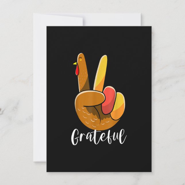 Convite Peace Sign Hand Turkey Thanksgiving Grateful Women (Frente)