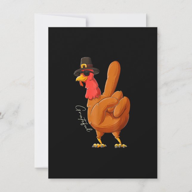 Convite Peace Sign Turkey Grateful Hand Cool Thanksgiving  (Frente)