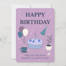 Convite Peaceful Birthday Card with Night Sky and Moon