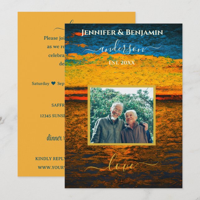 Convite Peaceful Ocean Wedding Vow Renewal  (Frente/Verso)