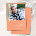 Convite Peach 60th Birthday Photo<br><div class="desc">Foto de pêssego moderno minimalista e convite de aniversário 60º branco para uma festa de aniversário divertida. A idade pode ser alterada. Este convite é simples e elegante, convite de aniversário para homens e mulheres. A cor do fundo branco e do pêssego pode ser alterada para qualquer cor de sua...</div>