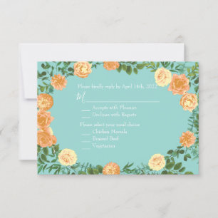 Convite Peach & Aqua Peony & Rosa Floral Invay