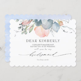 Convite Peach Blossoms Dusty Blue My Bridesmaid Proposta