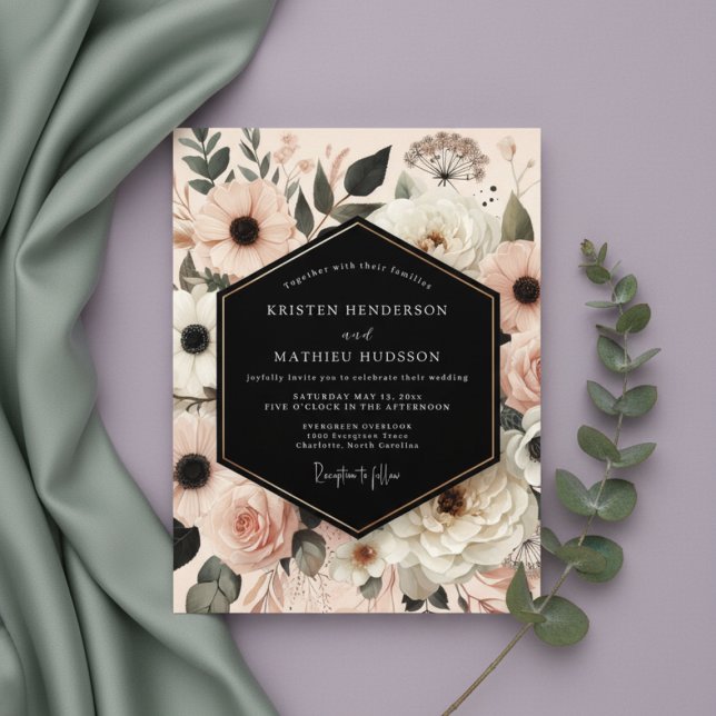 Convite Peach Blush Botanical Romance Wedding (Criador carregado)