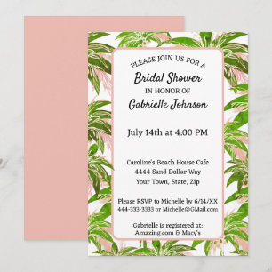 Convite Peach Blush Green Palm Tree Summer Party