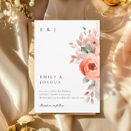 Convite Peach Boho Floral Wedding