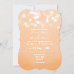 Convite Peach Bokeh Glitter Lights Invitation