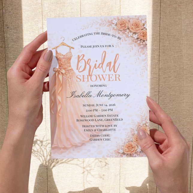 Convite Peach Bridesmaid Dress Bridal Shower (Peach Bridesmaid Dress Bridal Shower Invitations
)