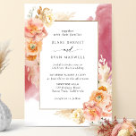 Convite Peach Burgundy Blush Floral, Casamento Watercolor<br><div class="desc">Aprecie seu convidado com este elegante e único convite para casamento com elementos florais de cor d'água refinados em uma bela mistura de pêssego, laranja, rosa pincelado, rosa empoeirado, champanhe e matizes cremosos com mancha d d'água em cascata, mostrando seus detalhes de casamento. Capacidade de mudar "juntamente com os seus...</div>
