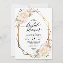 Convite Peach chá de panela geométrico