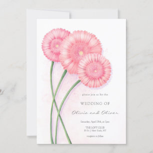 Convite Peach Chrysanthemum Wedding