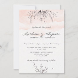 Convite Peach & cinza romântico romântico casamento elegan